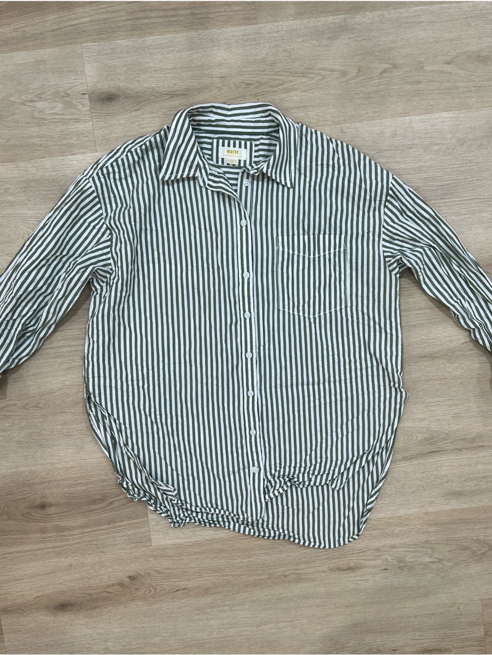 Maeve Black and White Striped Button-Down Shirt